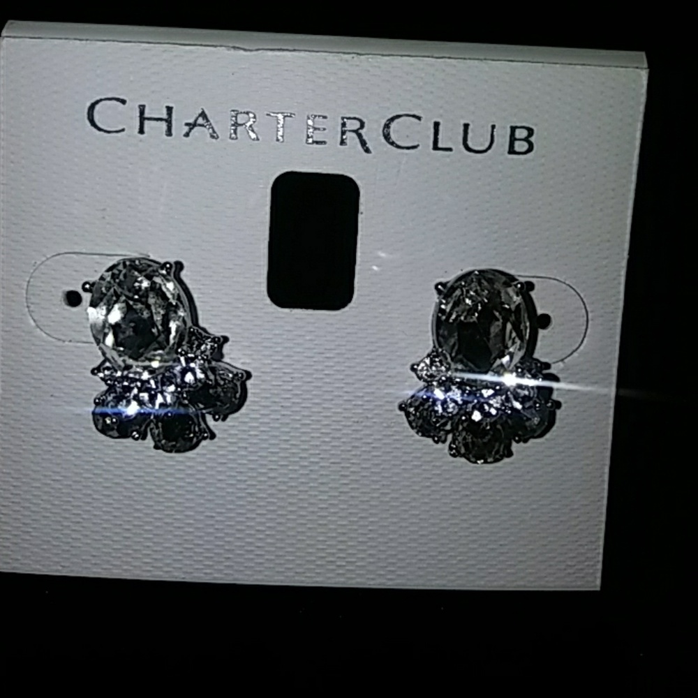 BNWT Charter Club Sliver-Tone Crystal Cluster - Picture 4 of 4